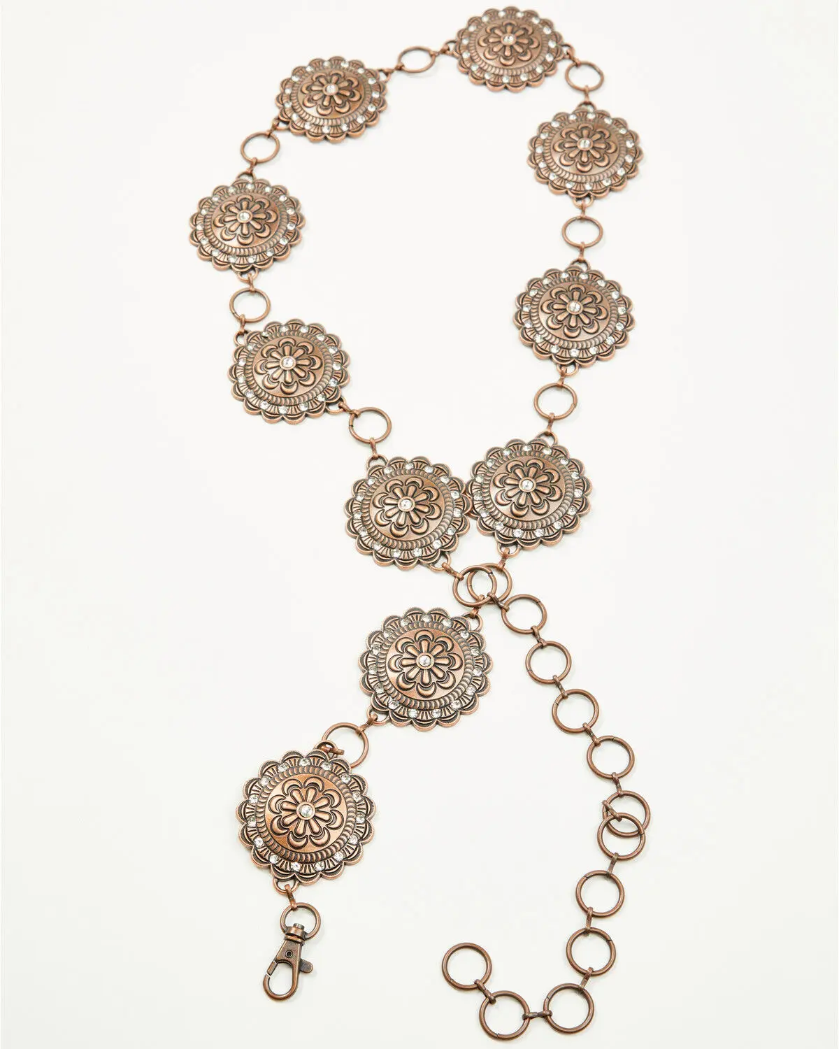 Cowboy City Women's Floral Medallion Chain Belt 16015 Copper