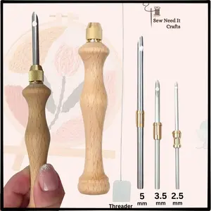 Adjustable Punch Needle Pen Set with Threader & 3 Needle Sizes 2.5mm 3.5mm 5mm for Punch Needle Embroidery
