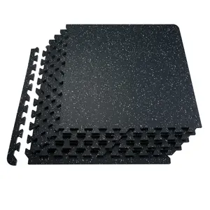 12-Tile 0.56" Thick Gym Floor Mats – 25"x25" Interlocking Puzzle Design, 48 sq.ft Coverage, Black & White for Gym, Home, Garage