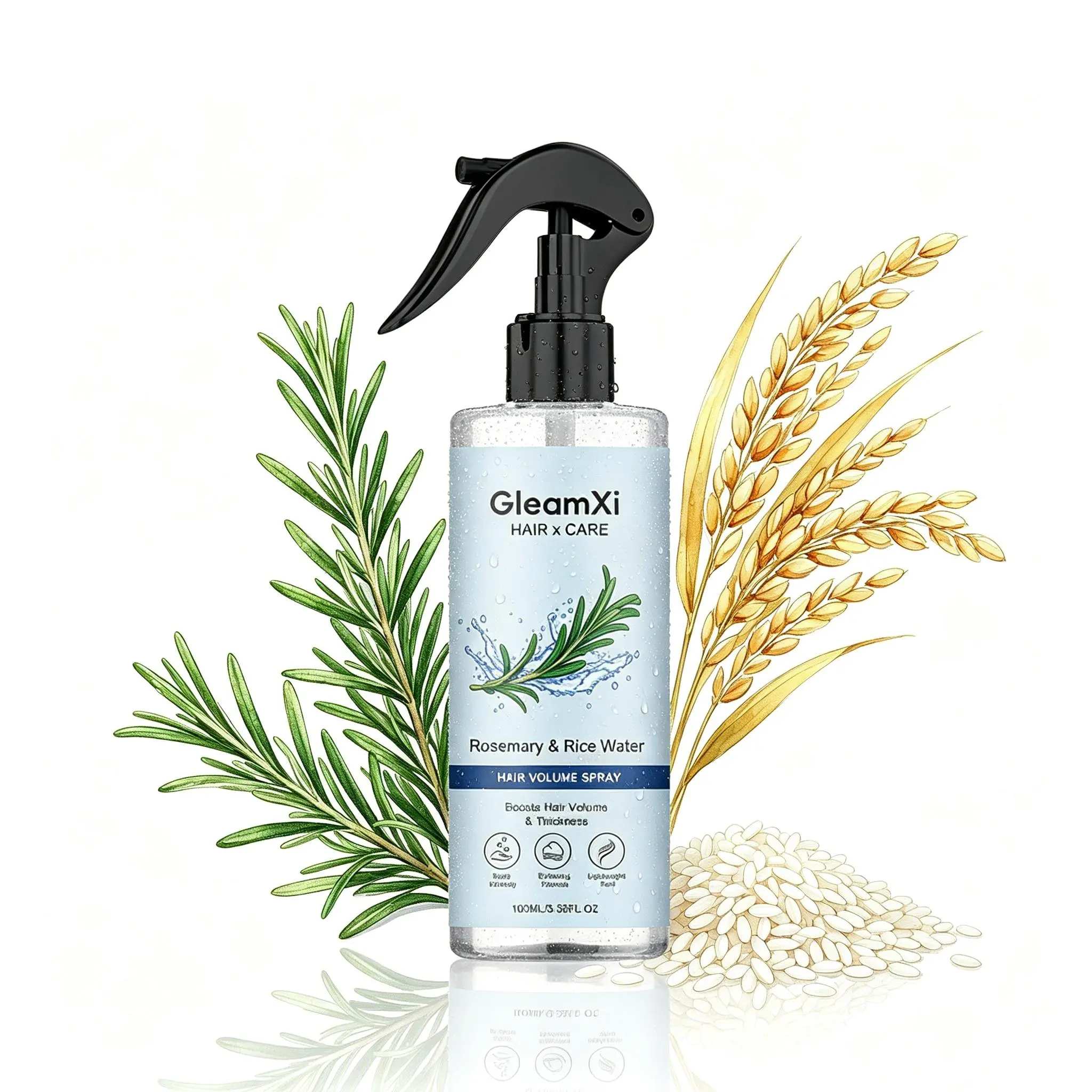 Rosemary & Rice Water Hair Spray, Hair Growth Serum (100ml), Hair Growth Booster, Rosemary + Rice Water, Water-Based Formula, Refreshing & Non-Greasy, Strengthens Strands, for all