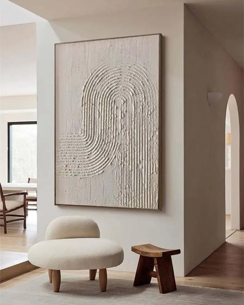 Beige Texture Wall Art Pure Beige Minimalist Poster (Frame Not Included)
