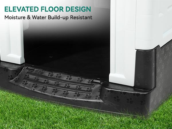 YITAHOME 33.1'' Folding Large Dog House Outdoor Plastic Doghouse with Adjustable Skylight and Elevated Base Water Resistant Pet House for Small, Medium Dogs