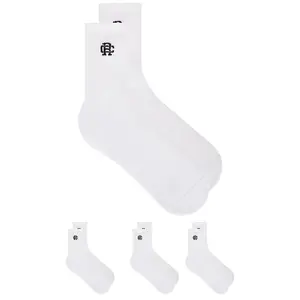 Reigning Champ 3 Pack Classic Crew Sock in White