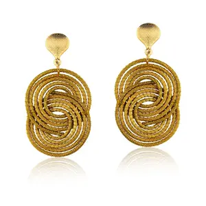Fetutti Jewelry Double Drop Earrings in Woven Golden Grass, 18ct Gold Plated Lightweight Design, Eco-Friendly Vegan Jewelry for Casual Wear