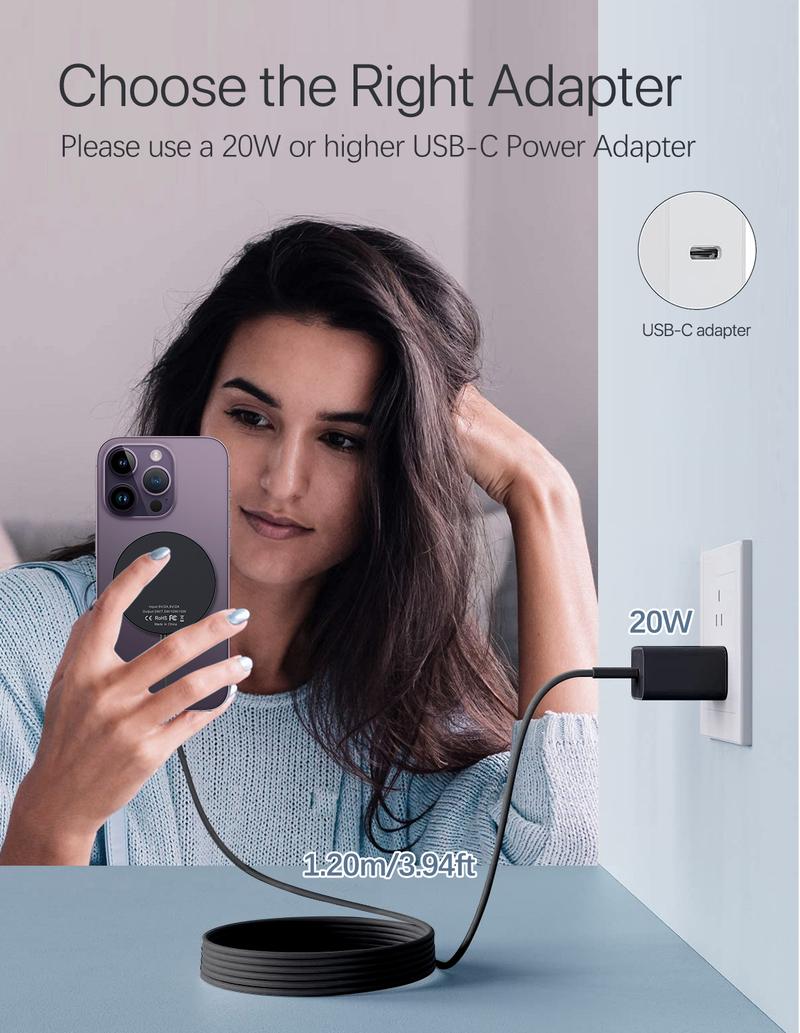 Magnetic Wireless Charger, 15W Fast Magnetic Charger for iPhone 15/14/13/12 Series and AirPods 3/2/Pro, Mag-Safe iPhone Wireless Charging Pad with Magnetic Sticker Included Ideal as Gifts Magnetic Wireless Charger, 15W Fast Magnetic Charger for iPhone 15/14/13/12 Series and AirPods 3/2/Pro, Mag-Safe iPhone Wireless Charging Pad with Magnetic Sticker Included Ideal as Gifts