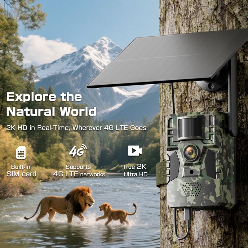 3rd Gen 4G LTE Cellular Trail Camera-2K Live Video,WiFi Not Supported, Remote APP Controlled, WaterProof, Motion Activated, Night Vision, 4G Data Cellular Card Included (Data refill is required for Unlimited 4G data usage)