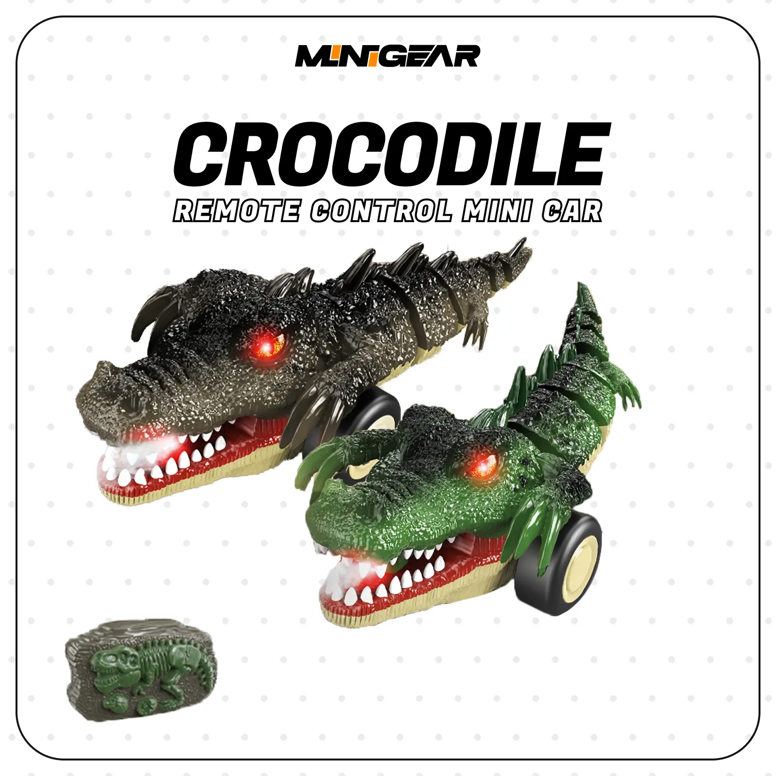 MiniGear 2.4G RC Crocodile Toy with Real Mist Spray & LED Lights – Remote Control Monster Crocodile Car for Kids, Durable Outdoor Toy, Rechargeable Gift for Boys & Girls