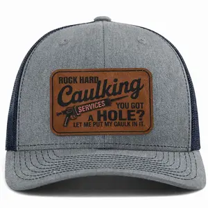 Got a Hole? Leather Patch Trucker Hat – Funny Worksite Humor Snapback Cap, Blue Collar Style, Adjustable Mesh Back Hat, Casual Rugged Look, Unique Gift for Workers & Hard Hat Fans