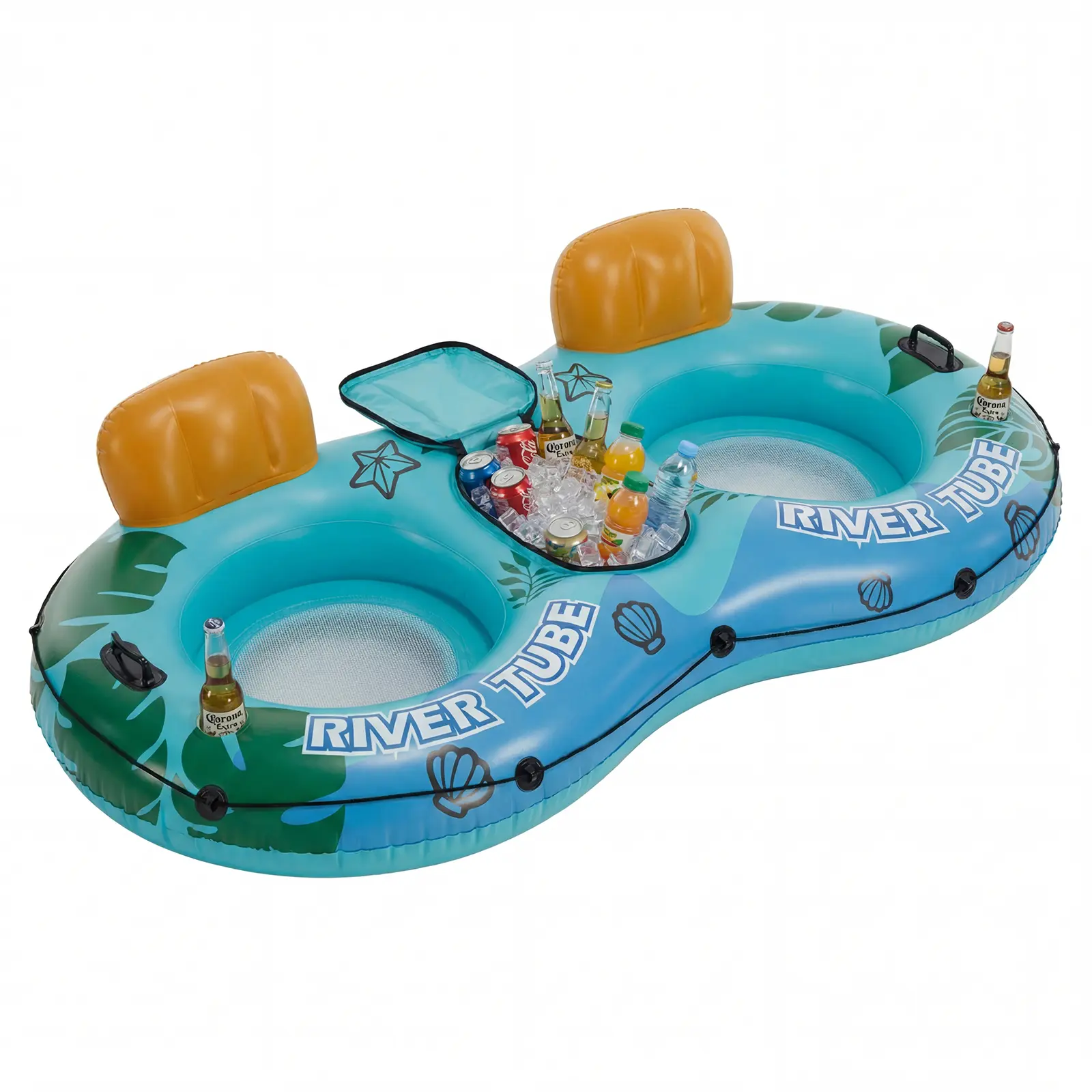 2 Person Inflatable River Tube Float – Quick Inflate Pool & Lake Lounger Cooler & Enhanced Backrest, Perfect for Relaxing, Floating, and Summer Fun