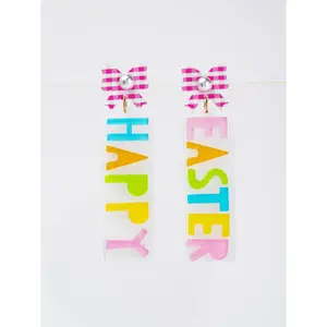 Abigail 2-Tier Happy  Easter Acrylic Long Drop Earrings