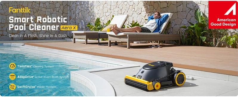Fanttik Aero X Horizontal Waterline Cleaning, 4X Efficiency, 6H Working Time Cordless Robotic Pool Vacuum Cleaner, Clean Waterline, Wall, Floor, up to 5382 sq.ft, APP & Remote Control