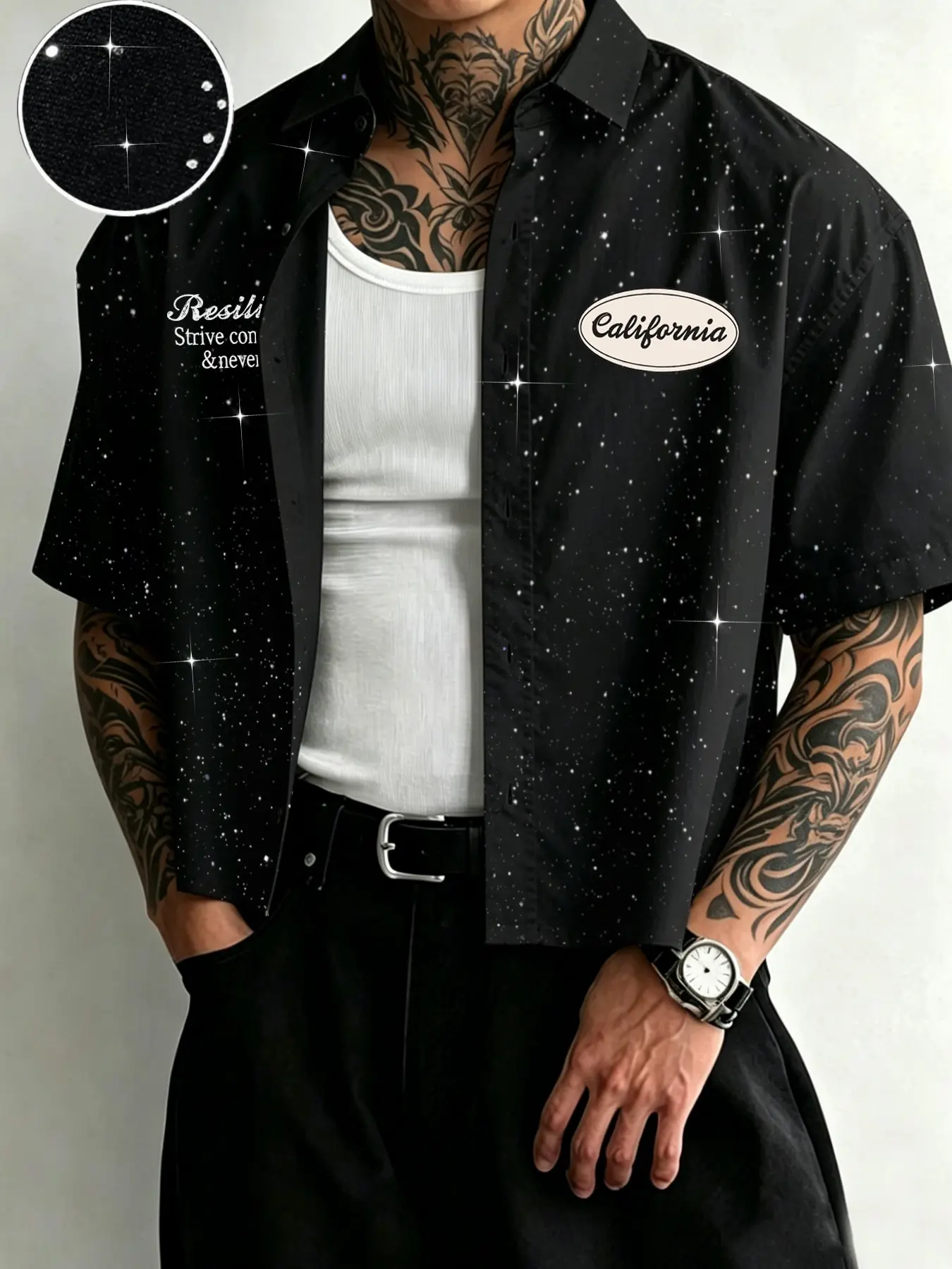 Men's Summer Loose Short Sleeve Graphic Button Down Shirt, Letter Print Casual Summer Streetwear Top for Daily Commute, Dates and Light Business, Summer Shirts