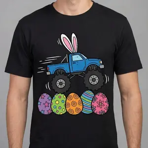 Celebrate Easter with Festive Monster Truck TShirt Featuring Happy Easter Day Eggs Perfect Gift for Boys and Kids