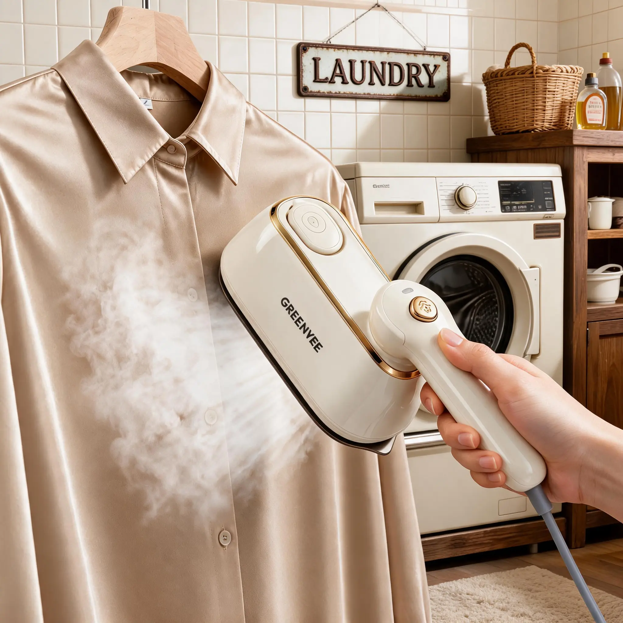 GREENYEE 2-in-1 Clothes Steamer & Iron, Large Iron Plate, 5s Fast Heat-Up, One-Touch Operation, Powerful Steam, Portable Foldable Travel Iron for Home & Travel