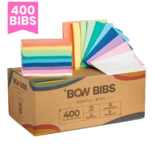 Disposable Dental Bibs Rainbow Colors – 400 Waterproof Patient Napkins for Dental, Tattoo & Beauty Professionals Oral Durable
