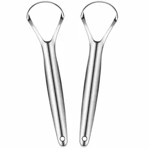 Stainless Steel Tongue Scraper Set for Adults with Travel Case, Reusable Tongue Cleaner & Scrubber for Daily Oral Care (2 Pack)