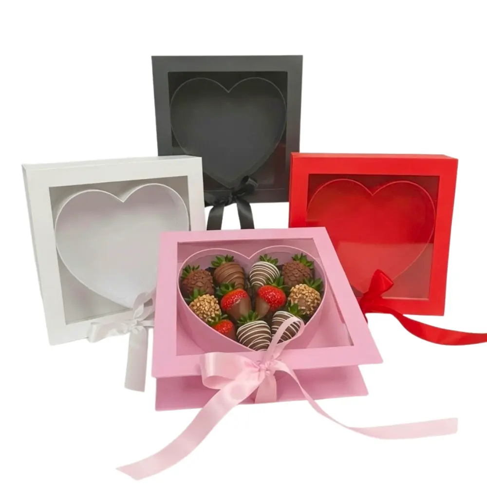 Square Box with Clear Window and Heart Insert, Various Colors | W183