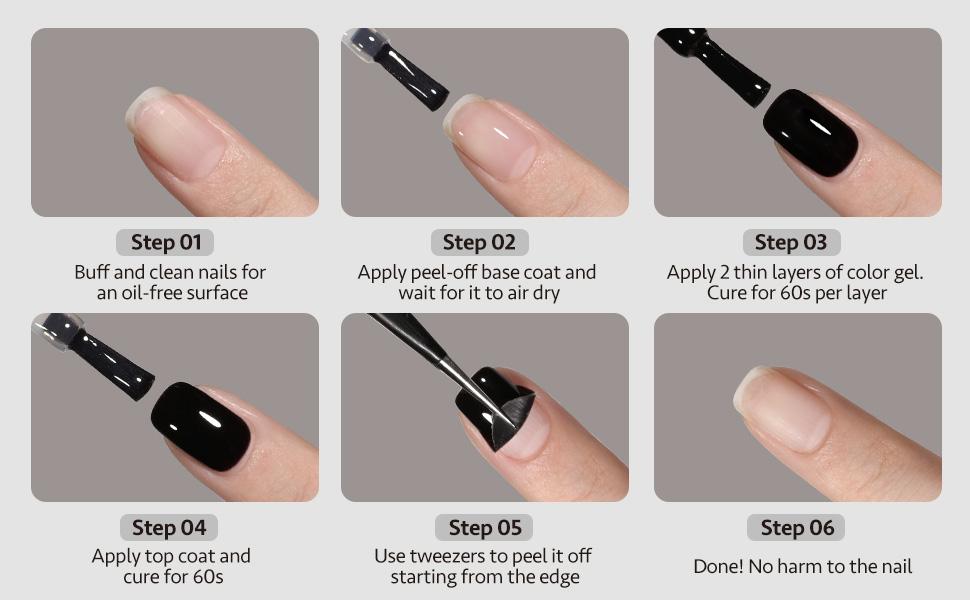 GAOY Air Dry Peel Off Base Coat, 16ml Practice Base Coat for Nail Colors Test, Easy to Peel, No UV/LED Lamp Needed