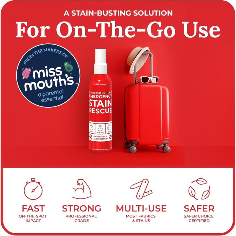 Remover Spray – 4oz Laundry Stain Remover for Clothes, Upholstery Fabric, Carpet - Works on Most Blood, Grass, Coffee, Mud, Grease & Oil