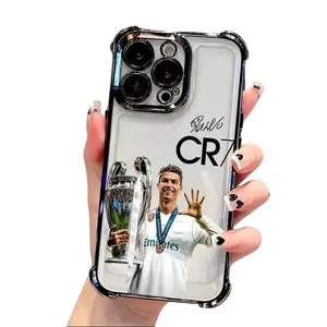 Cristiano Ronaldo SU!Football Star Golden Ball C-CR7 Phone Case Compatible with iPhone 16, 15, 14, 13, 12, Pro Max, X, XR, XS Max, Plus - Shockproof Transparent Soft Back Cover