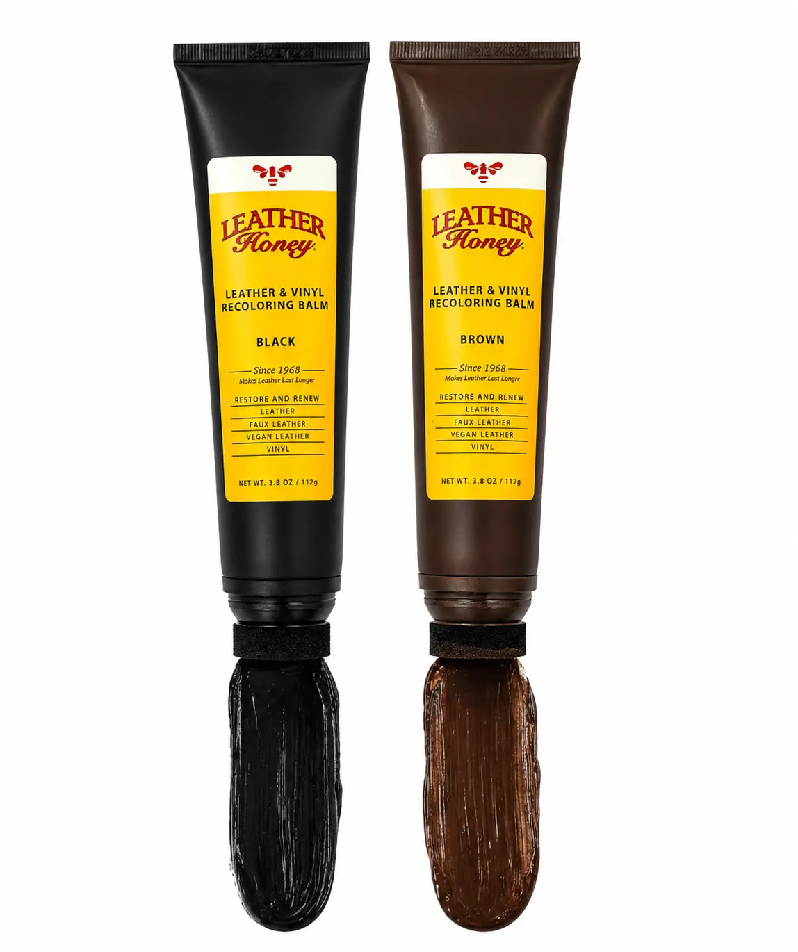 LEATHER Honey Leather Restorer & Recoloring Balm - Brown Premium Care for Vinyl Shoes & Boots, Renews Faded & Scratched Footwear Surfaces, Premium Leather Care