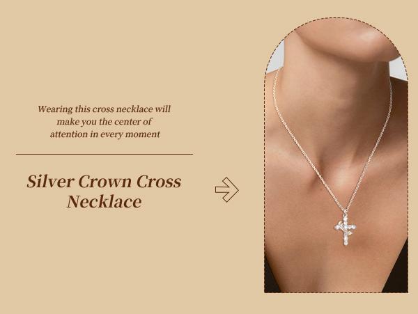 Tewiky Easter Gifts Upgraded Crown Cross Necklace for Women, Crown Cross Pendant Necklace, Non-Tarnish Faith Jewelry for Women, Christian Religious Gifts for Her Back To School