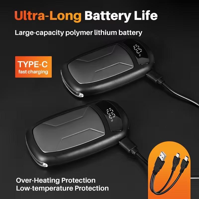 Emergency Rechargeable Hand Warmers with COB Light, 2 Pack Portable Magnetic Electric Hand Warmers, 12hrs Long-Lasting Warmth, Double-Sided Heating, Pocket Size, Outdoor Heater, Winter Gifts for Women & Men