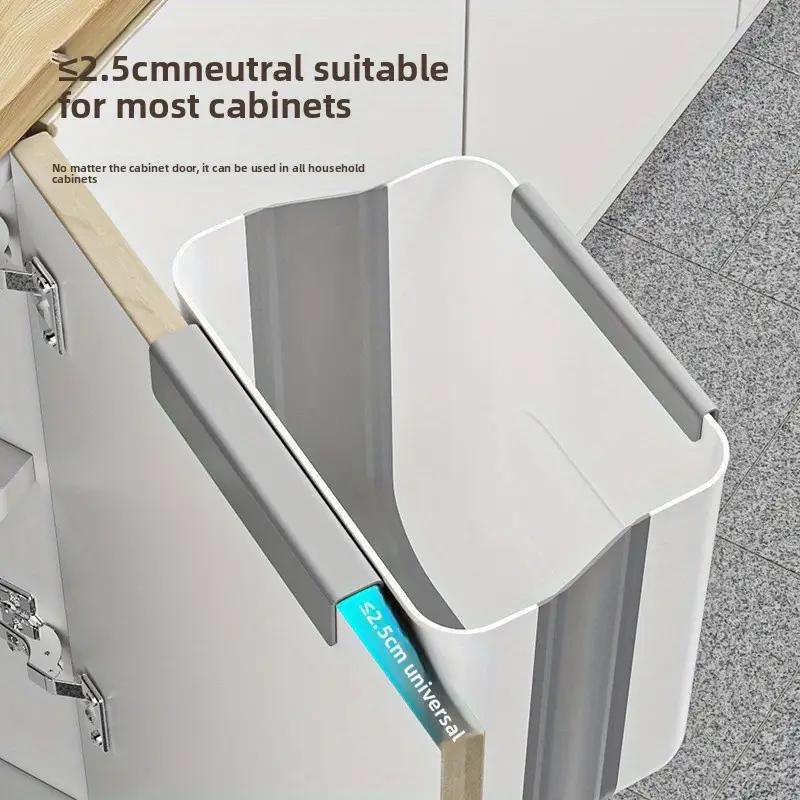 Foldable Kitchen Trash Can – 1 Count Hanging Garbage Storage Bucket, Kitchen Bin, Space-saving Kitchen foldable trashcan Grey