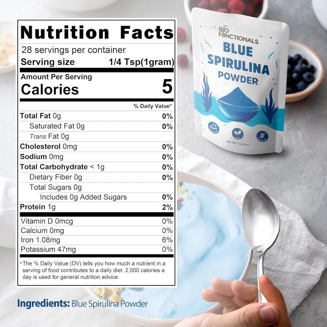 Blue Spirulina Powder Natural Food Coloring | Phycocyanin Extract Vegan Superfood Powder for Smoothies, Baking & Drinks | Plant-Based Blue Food Dye for Cakes, Smoothie Bowls, Energy Bars & Desserts | Natural Blue Spirulina Powder 1 oz Blue Spirulina Powder Natural Food Coloring | Phycocyanin Extract Vegan Superfood Powder for Smoothies, Baking & Drinks | Plant-Based Blue Food Dye for Cakes, Smoothie Bowls, Energy Bars & Desserts | Natural Blue Spirulina Powder 1 oz