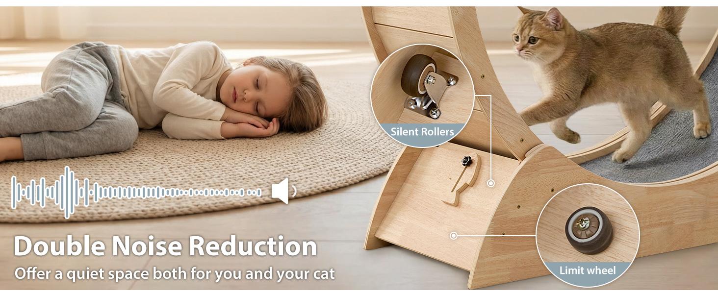 48" Cat Wheels for Indoor Cats, Quiet & Stable Cat Exercise Running Wheel, Cats Treadmill with Anti-Slip Mat