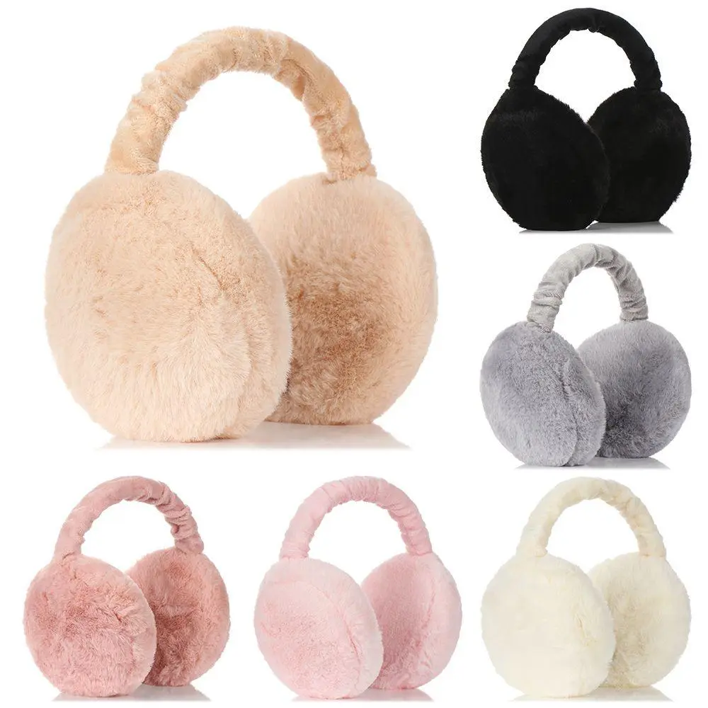 Unisex Solid Color Earmuffs, Ear Snood, Soft Plush Ear Warmers, Foldable Design, Comfortable & Coldproof, Ideal for Winter Outdoor Activities