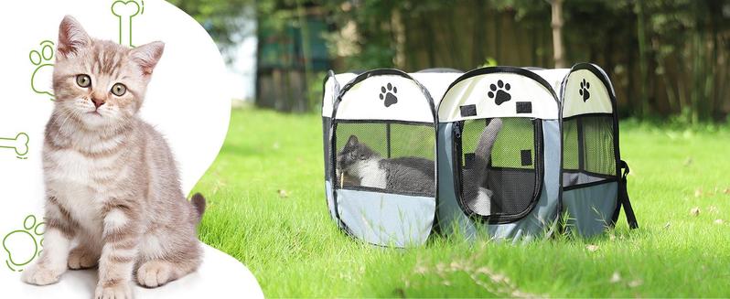 Portable Pet Playpen, Dog Playpen Foldable Pet Exercise Pen Tents Cat House Playground for Puppy Kitten Indoor Outdoor Travel Camping Use Beds Bedding Enclosure