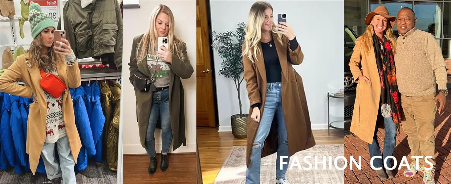 Tankaneo Womens Classic Coat Lapel Collar Open Front Belted Long Jacket Tankaneo Womens Classic Coat Lapel Collar Open Front Belted Long Jacket