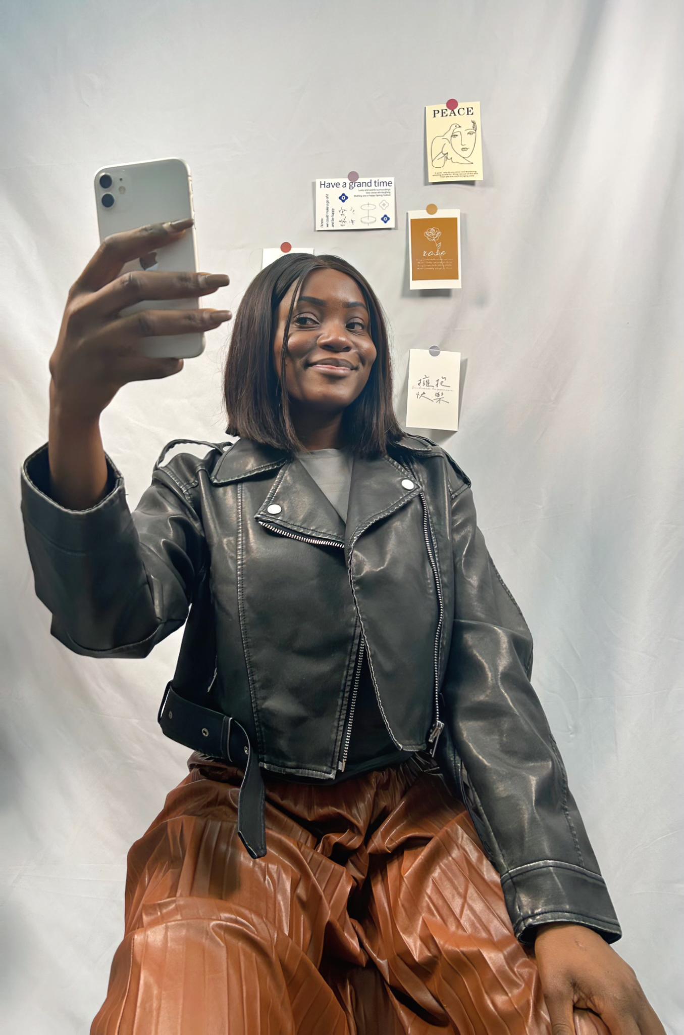 New Women Retro Faux Soft Leather Jacket Coat Turndown Collar Belted PU Moto Biker Black Punk Outerwear *LooKo