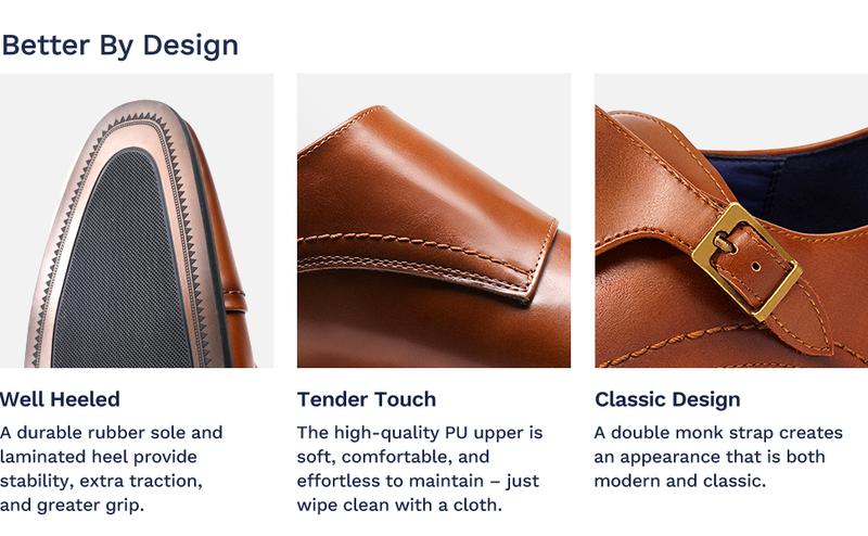 【Live Exclusive】Bruno Marc [HUTCHINGSON_2] Men's Sleek Modern Monk Strap Oxfords Walking Shoes Footwear men's shoes Boy Office Comfort