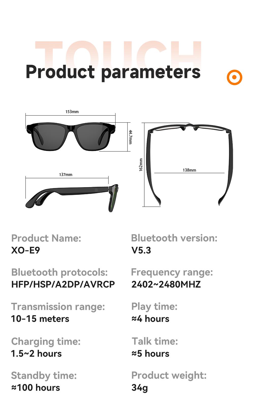 Smart Glasses, Bluetooth Sunglasses Audio Eyewear, Built-in Mic & Speakers, Athletic/Outdoor UV Protection Unisex, Summer,Waterproof, Smart Summer Gear Smart Glasses, Bluetooth Sunglasses Audio Eyewear, Built-in Mic & Speakers, Athletic/Outdoor UV Protection Unisex, Summer,Waterproof, Smart Summer Gear