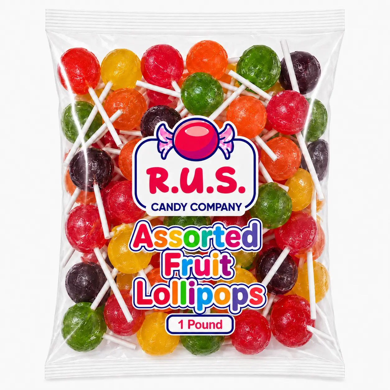Assorted Fruit Flavored Lollipops - Individually Wrapped Suckers