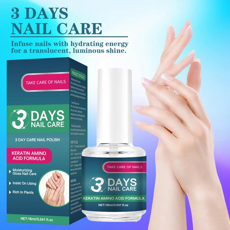 ROZINO 3 Days Nail Care Oil Nourishing Cuticle Treatment Anti Hangnails Fast Dry Strengthener with Keratin Amino Acid Formula for Healthy Beautiful Nails 16ml