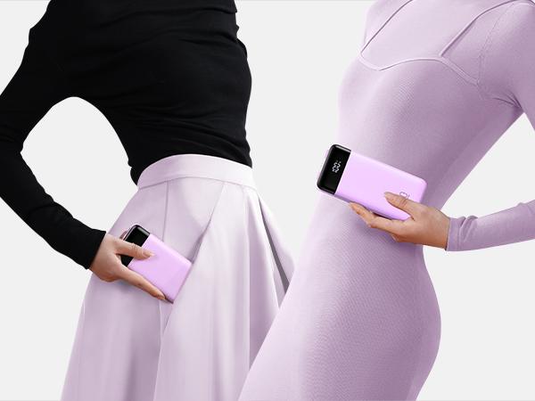 Charmast 20W Fast Charging Power Bank 20000mAh Ultra Thin Portable Charger with Built-in Cables for iPhone Android Tablet USB-C Micro USB Included Travel Friendly Rechargeable Battery Pack Black