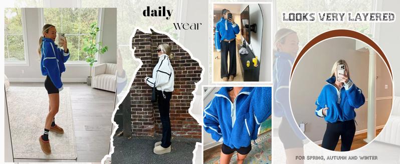 YeeZaa Women's Sherpa Fleece Pullover Hoodie Soft Half Zip Oversized Sweatshirt with Pockets 2026 Spring Warm Fuzzy Fall Winter Crop Jacket Tops Outerwear Casual Chic Twisted Style