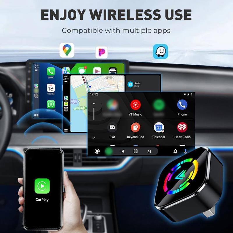 2026 Wireless CarPlay Adapter for Apple,for Android, Upgrade Wired to Wireless, Mini USB-C/Type-C Design, Plug and Play, No Delay Bluetooth+WIFI Stable Connection Car Play for iPhone