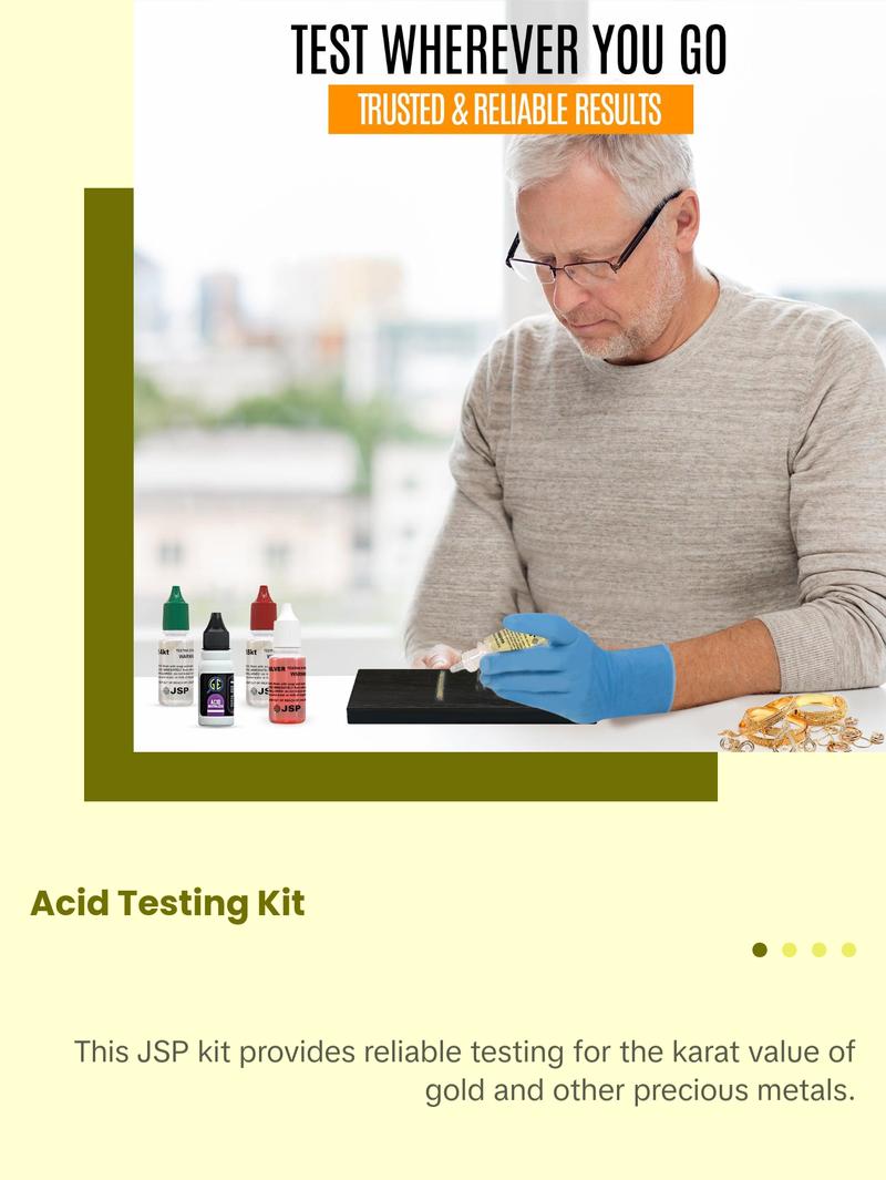 JSP 18K Gold Jewelry Acid Test Kit for Bars Coins Precious Metals w/ GTE Test Stone Fast Fun Accurate Karat Value Testing Solution - Engagement Ring
