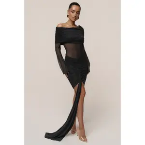 Black After Hours Drape Dress