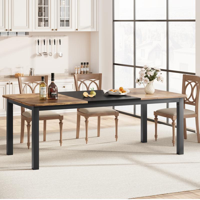 Industrial Retro Brown Dining Table, 78.7" Long Rectangular Table for Kitchen & Dining Room, Ideal for 6-8 People, Perfect for Dinner or Meetings