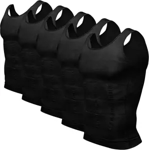 5/1 Pack Men Black White Tank Undershirt,Men Compression Tank Top,Men Sleeveless Compression Shirt Shapewear,Men Breathable Tank Tops Running Workout Fitness Basketball Gym,Men Tummy Control Shapewear Underwear,Men's Underwear For All Seasons Base Layer