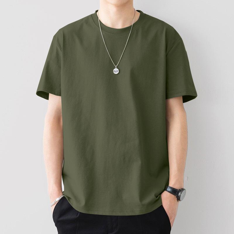 Men's Classic Plain Short-Sleeve Crew Neck Tee, Casual Loose Fit Medium Length Top for Casual Daily Wear, Essential Menswear Basic