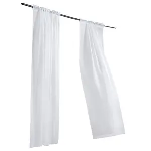 Sheer Curtains, 84 inches Long, 2 Panels Set Sheer White Curtains, Each 52" W x 84" L, Dual Rod Pocket Installation, 100% Polyester Window Drapes for Bedroom, Living Room, Balcony, Yard