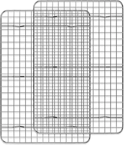 Cooling Rack for Baking 2-Pack, 15 X 10 Inches Baking Rack, Stainless Steel Wire Cookie Rack Fits Jelly Roll Sheet Pan, Oven Safe for Cooking, Roasting, Grilling Deedro