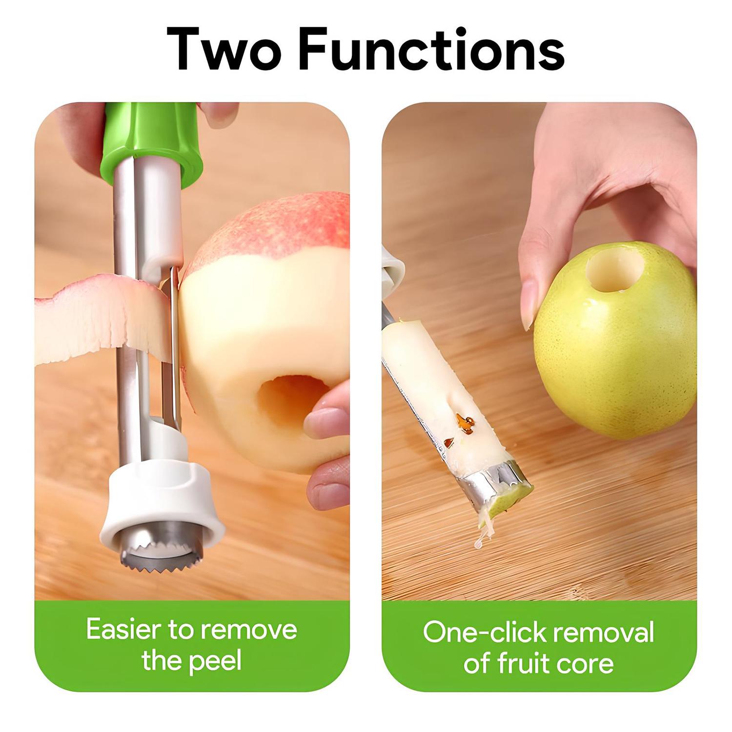 2 in 1 Apple Corer and Peeler, Apple Core Removal Tool, Stainless Steel Fruit Vegetable Corer and Peeler Tool, Multifunction Corer Tool, Kitchen Gadget for Fruit and Vegetable