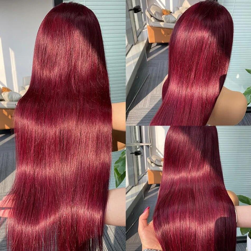 [Super Deal] Hot Star 99J Burgundy Colored HD Lace Front Human Hair Wigs 13x6 Lace Frontal Human Hair Wigs For Women Raw Indian Straight and Body Wave Wigs